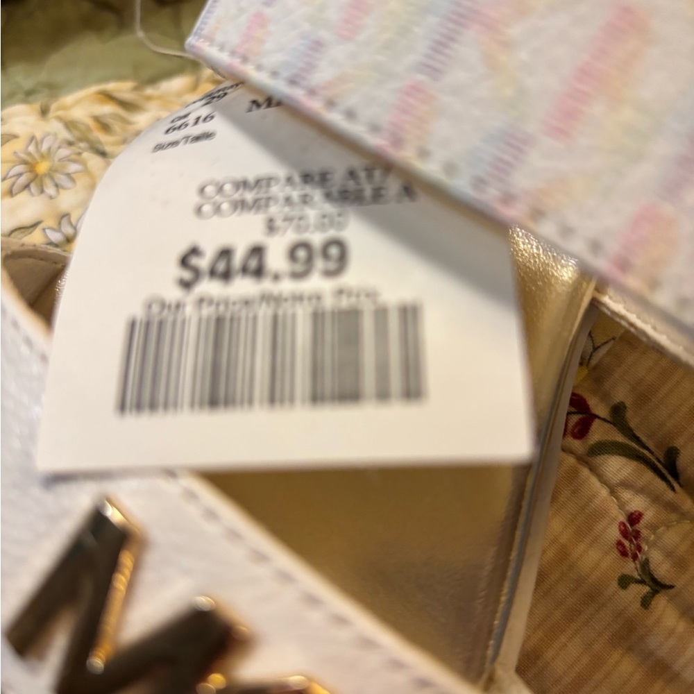 Michael Kors Girls White Sandals with Gold MK Logo and Pastel Strap - Picture 5 of 8